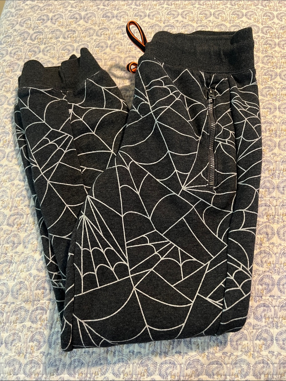 Cat & Jack Halloween Sweatpants Joggers with White Spiderweb Print Size M 8-10